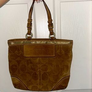 coach suede handbag used twice